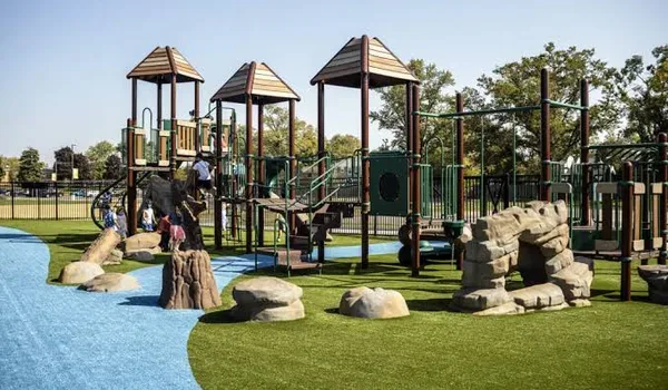 Recreation and leisure space in a residential plotted development